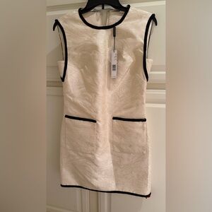 Elie Tahari Elegant Cream Sleeveless Dress with Blackl S,L